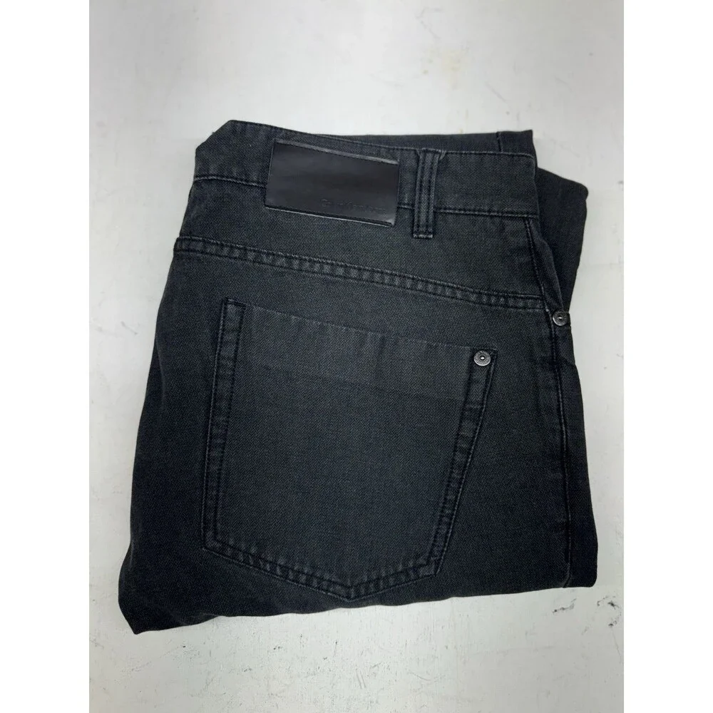 Calvin Klein Black Denim Jeans Straight Leg Herringbone Stretch Measures 34x32